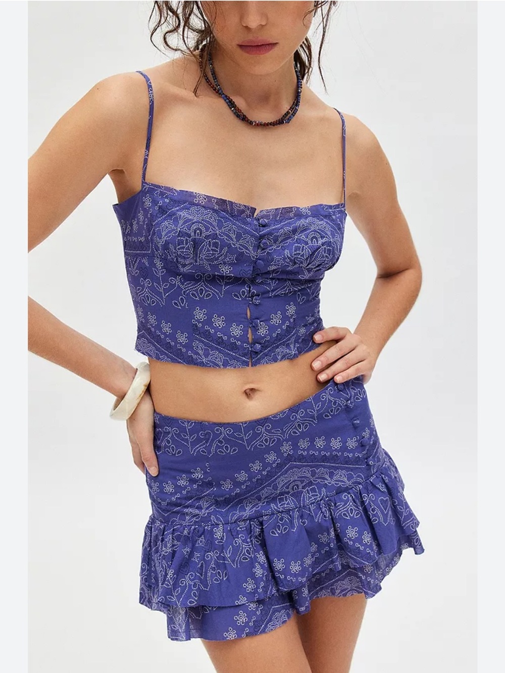 Kimchi Blue UO Corset & Mini Skirt Set NWT Purple Floral Y2K Coquette Size SM